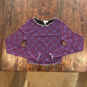 Nordstrom BP Mesh and Plaid Pattern Long-Sleeve